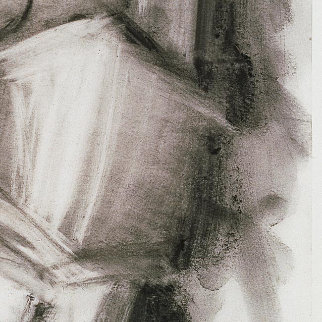Detail of Dine's fingerprints in the manipulated charcoal of Glyptotek Drawing [11].