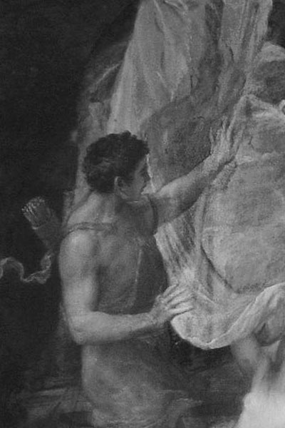 Detail of Titian painting under inrared light