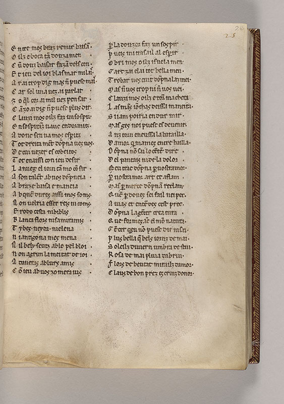 222, MS M.819, fol. 108v, Chansonnier provençal (MS M.819)