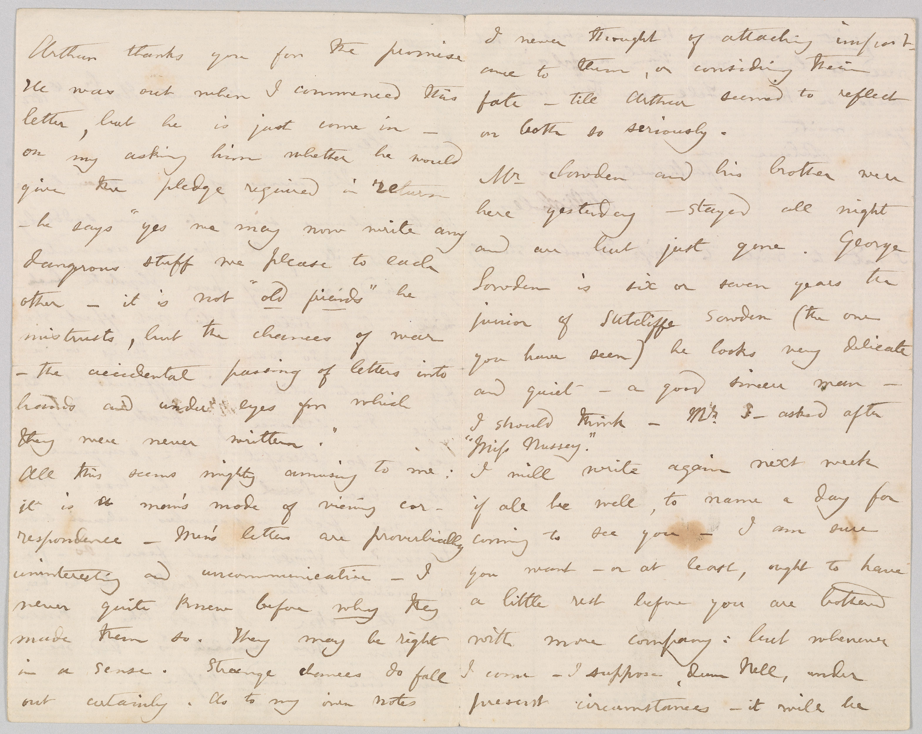 Letter to Ellen Nussey, 22323 November 22323, pages 223–23  Charlotte