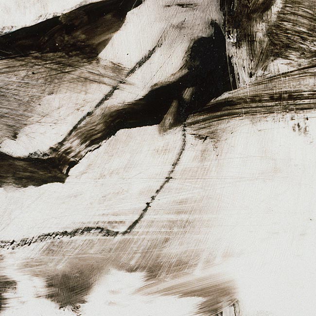 Fine scratches from Dine's use of sandpaper can be seen in this detail of Glyptotek Drawing [33].