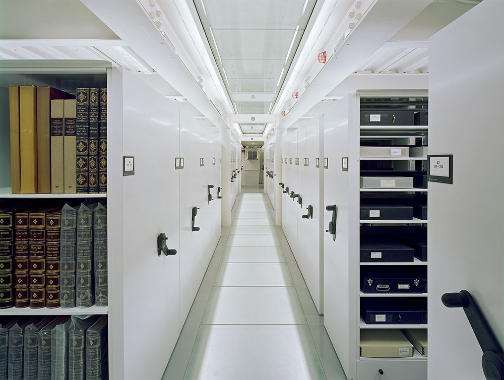 Shelves in vault housing collection.