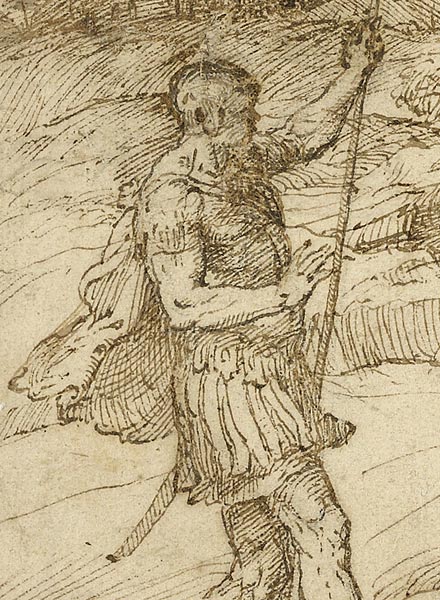 Detail of Titian drawing under normal light
