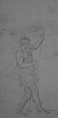 Detail of Titian drawing under infrared light