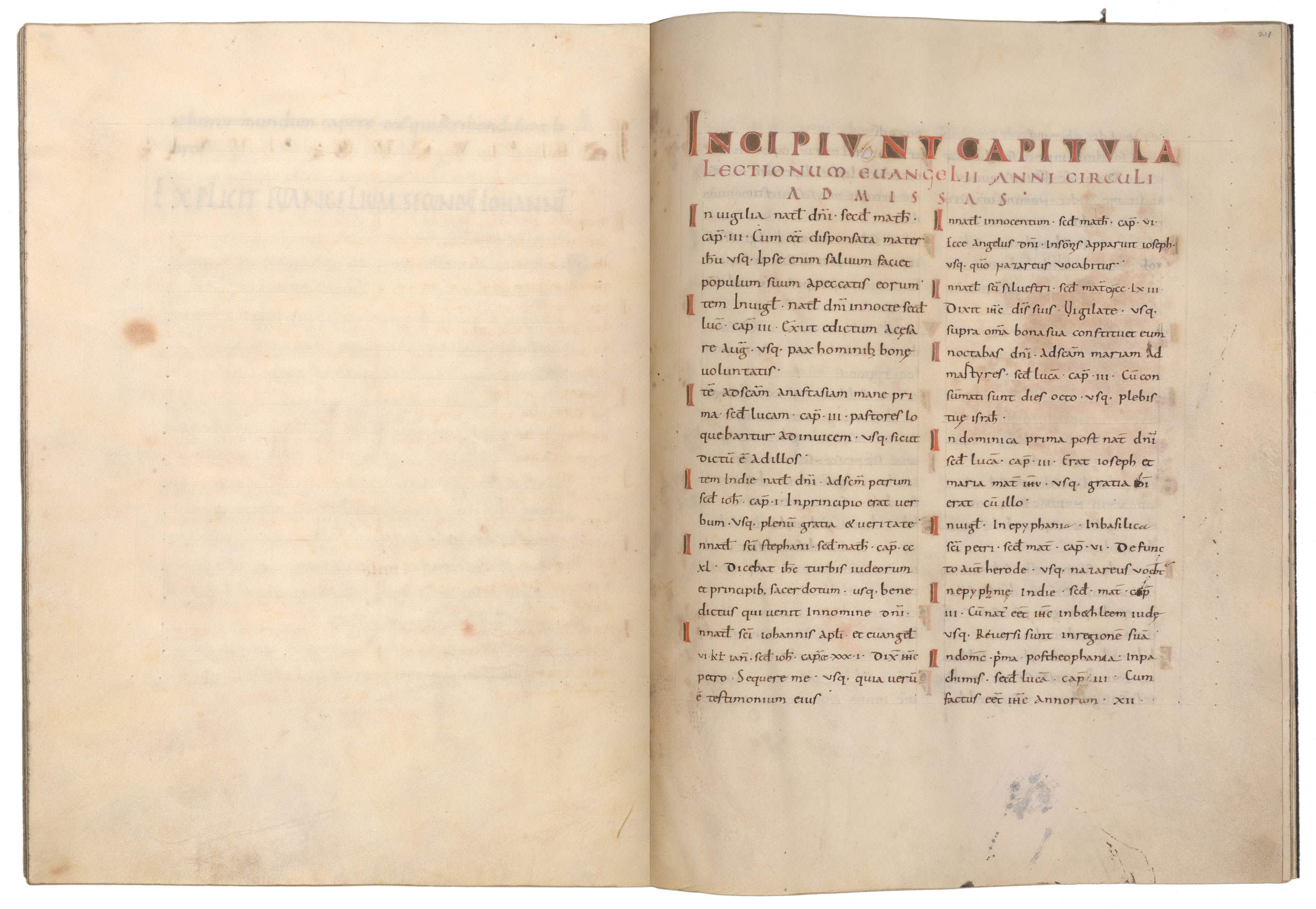 Listing of Liturgical Readings Lindau Gospels The Library