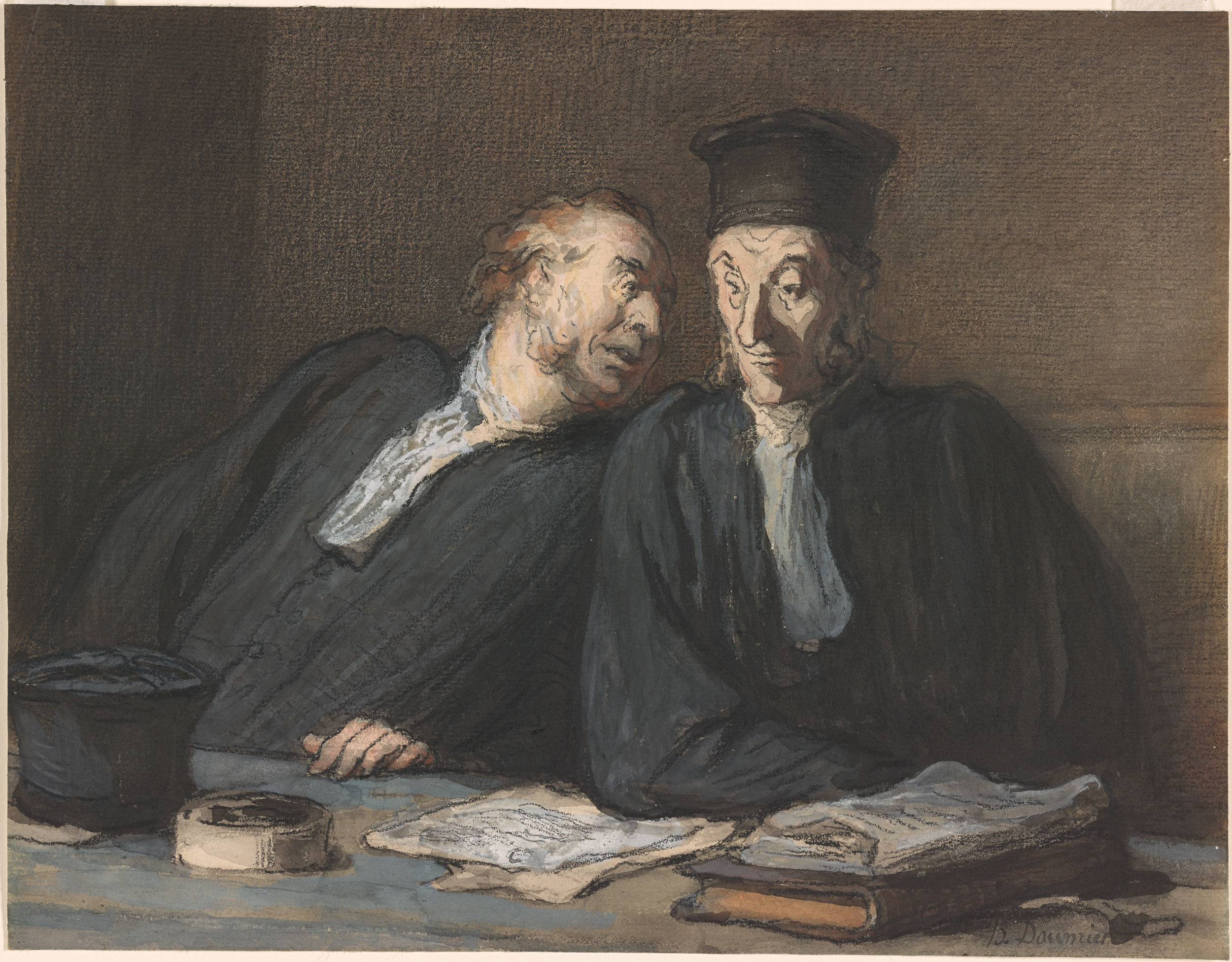 Honoré Daumier Two Lawyers Conversing Drawings Online The Morgan Library And Museum 