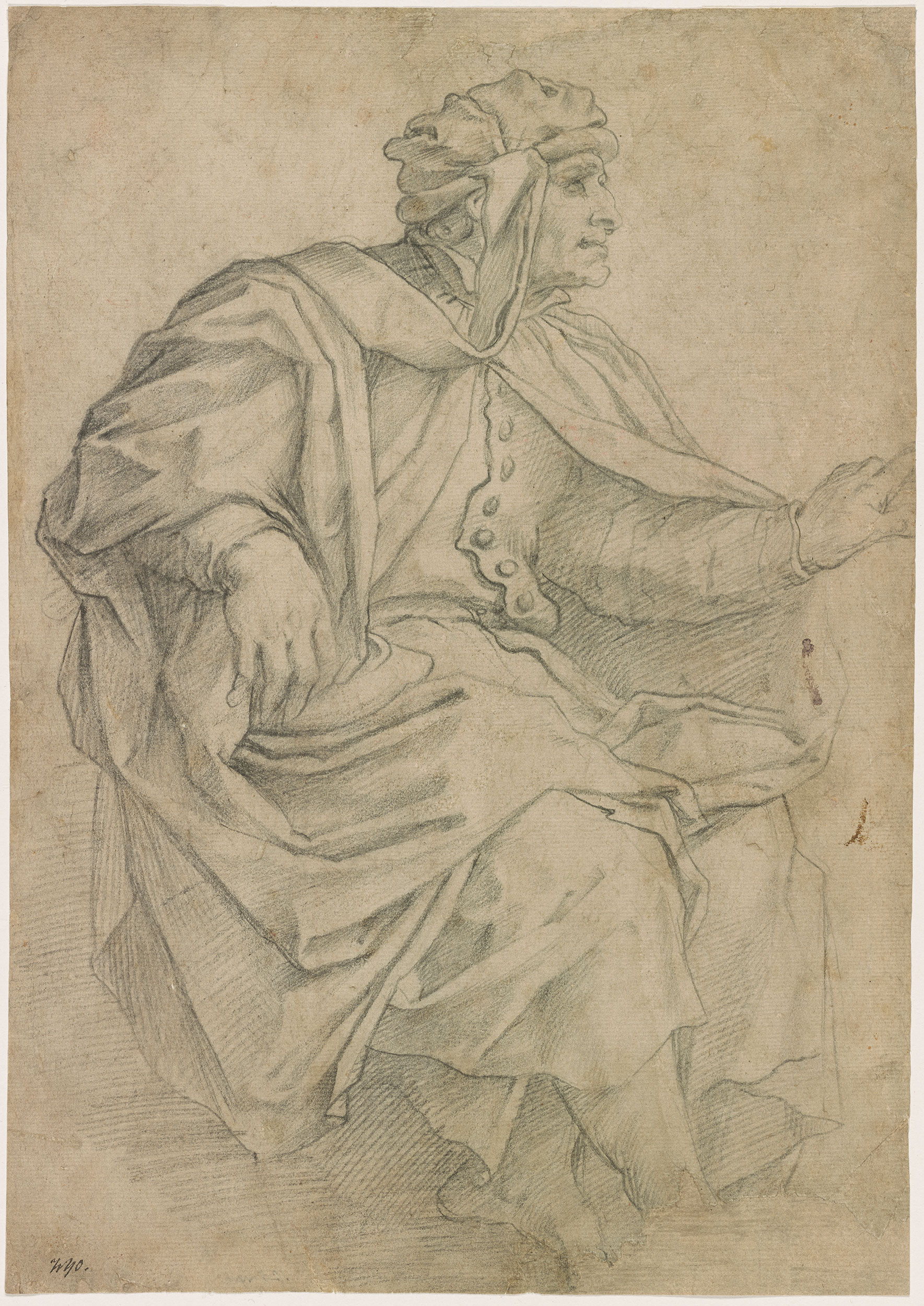 Giorgio Vasari | Man Seated in Profile to Right | Drawings Online | The