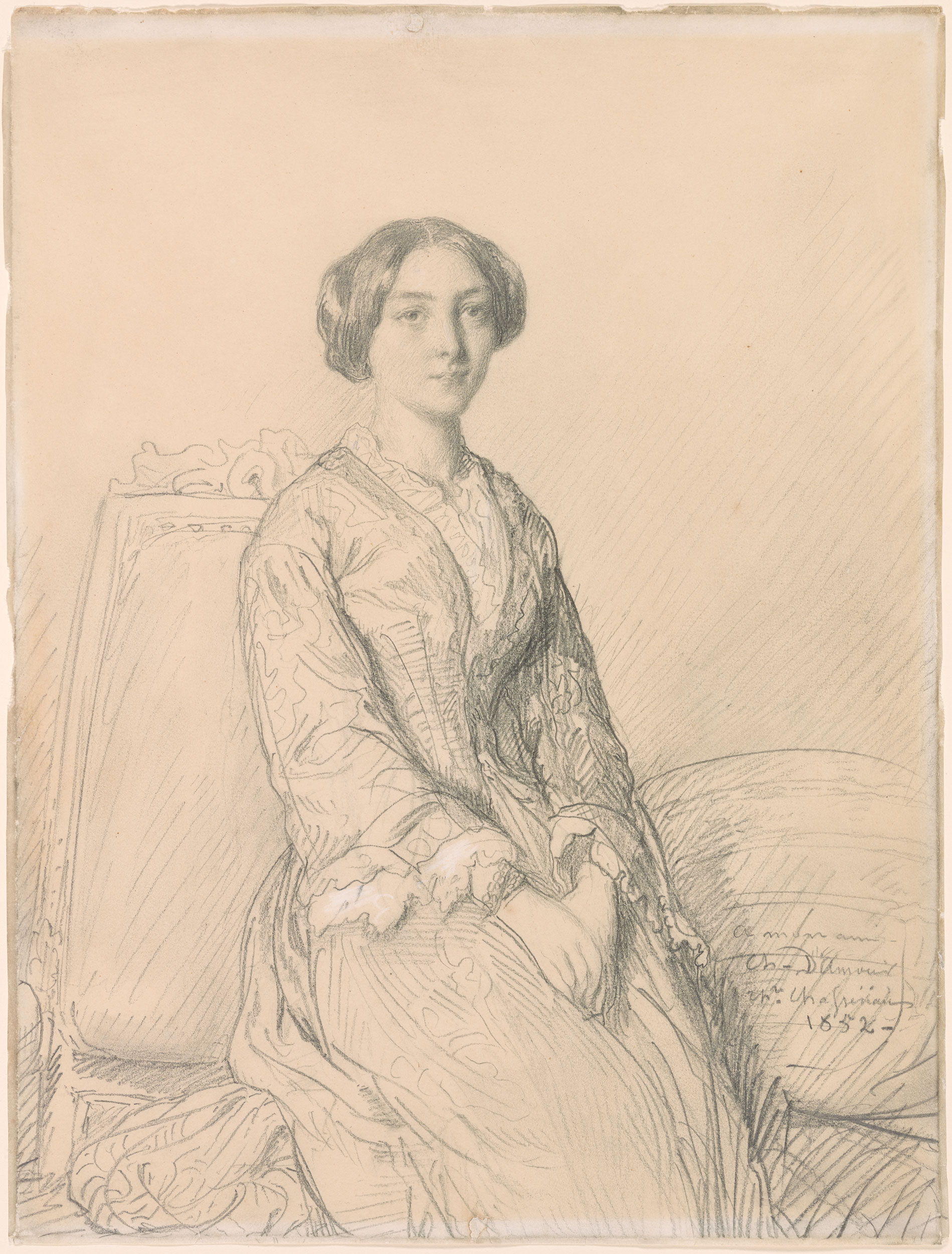 Théodore Chassériau | Portrait of Madame Charles Damour | Drawings Online |  The Morgan Library & Museum