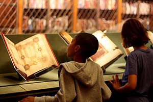 School children viewing books