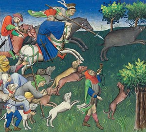 Image of Hunting Party Pursuing Wild Boar 