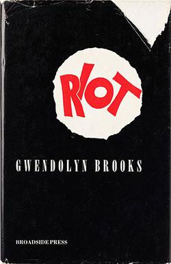Book cover with black background and text that says "Riot" in red on white circle