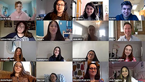 Screenshot of Zoom meeting with a dozen users' faces.