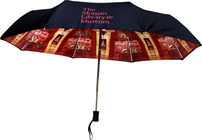 Open umbrella with Morgan logo
