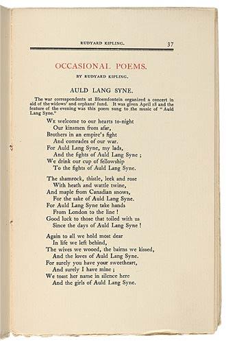 Auld Lang Syne Kipling S Wartime Version The Morgan Library Museum